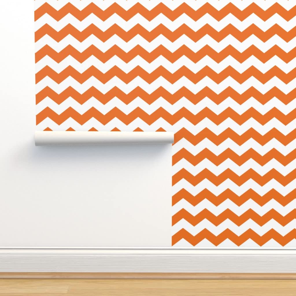 Chevron Orange Peel & Stick Wallpaper - Halloween Nursery Decor for Home