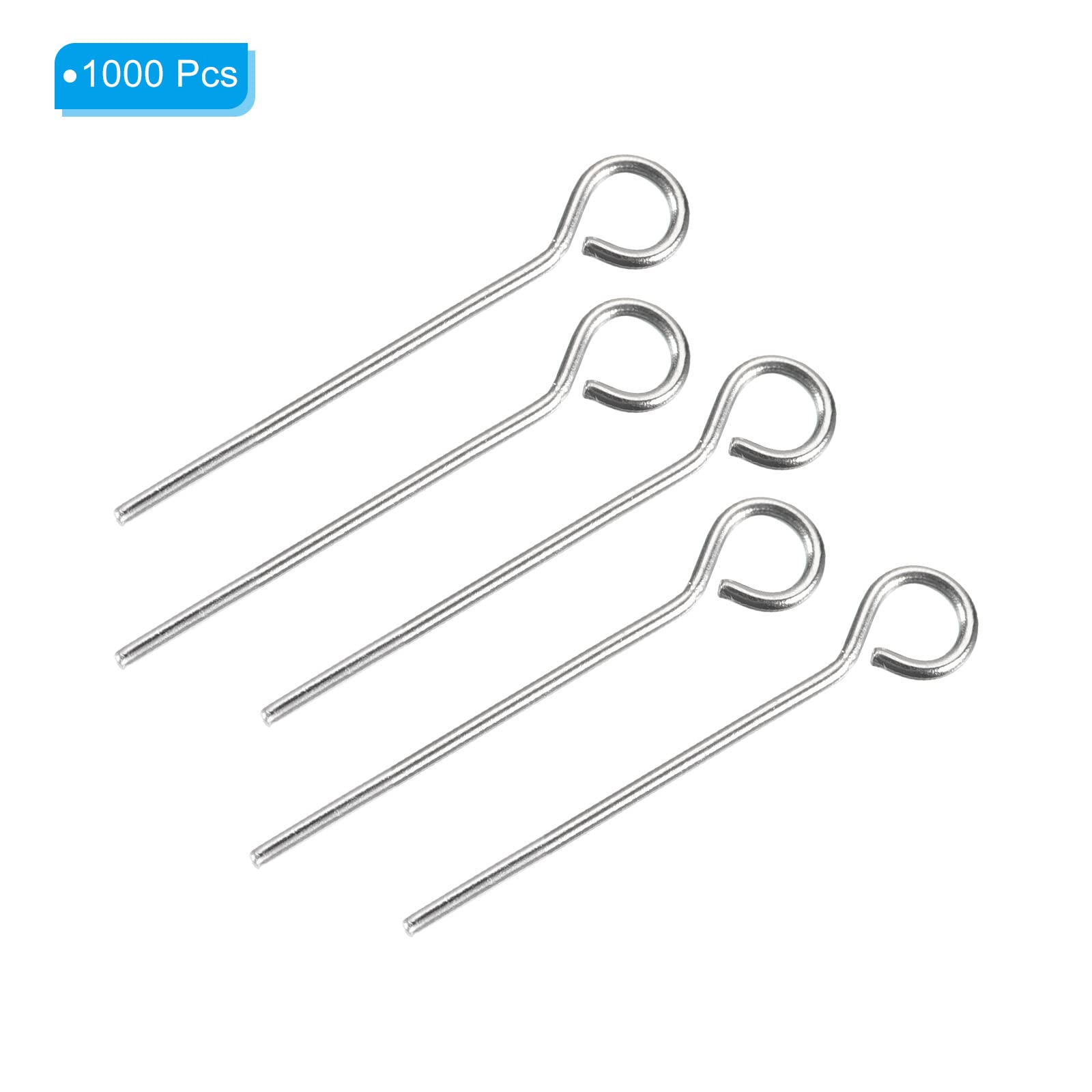 1000Pcs 304 Stainless Steel Jewelry Eye Pins - 18mm 22 Gauge Silver Open Eye Pins for DIY Jewelry Making, Necklaces, Bracelets, Earrings - Perfect for Crafting, Beading, and Handmade Jewelry Designs