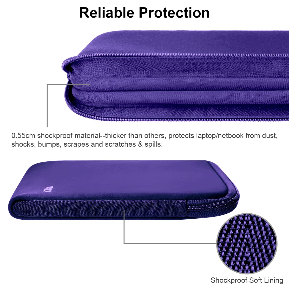 Premium 13-14 Inch Laptop Sleeve Case for MacBook Pro/Air, HP, Dell, Lenovo, Asus, Acer - Water-Resistant Protective Pouch with Soft Interior - Perfect for Work, School & Travel - Purple