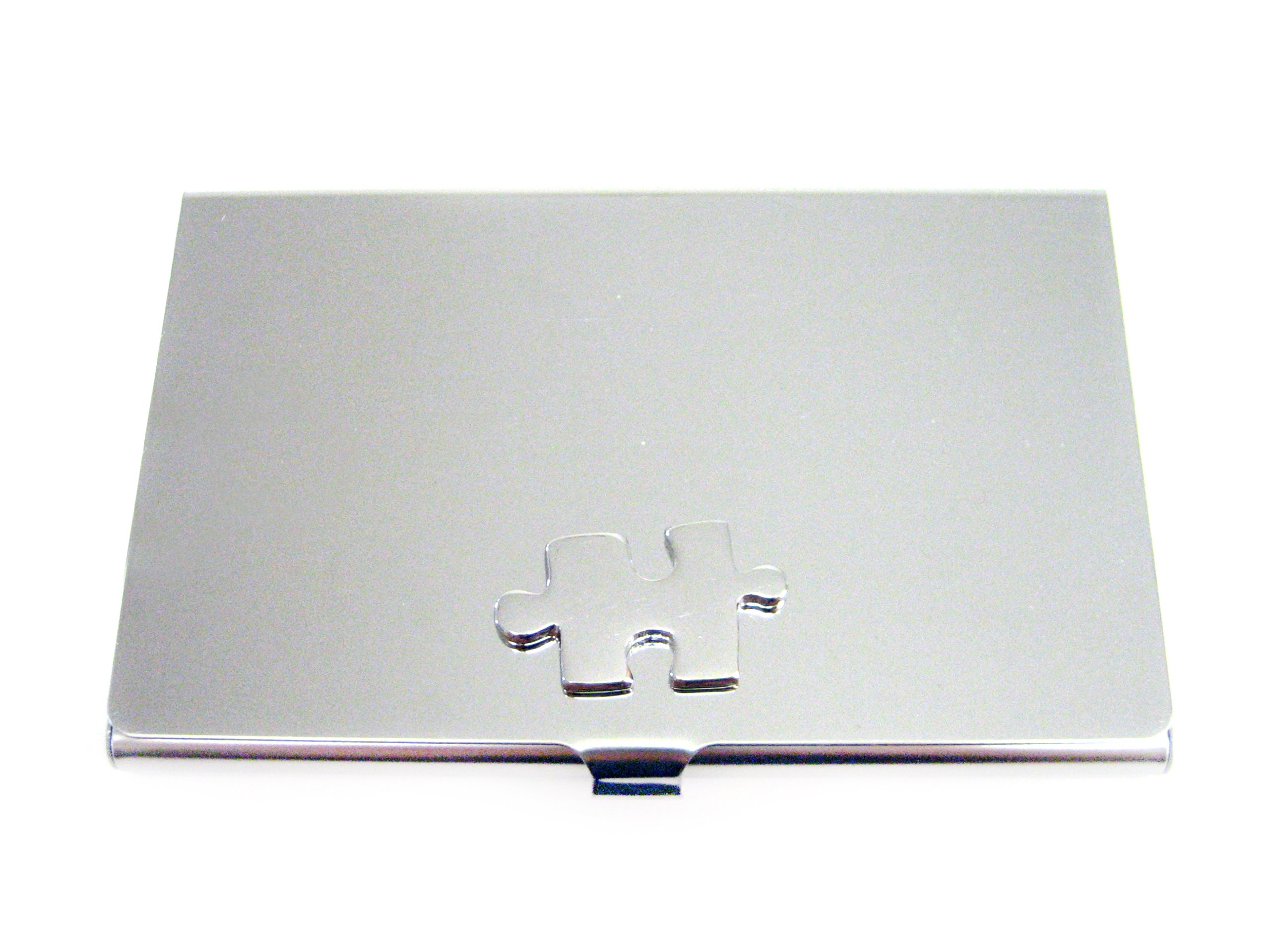 Premium Kiola Designs Business Card Holder with Puzzle Pendant - Elegant Metal Card Case for Professionals, Networking & Gifts - Perfect for Office, Meetings & Corporate Events