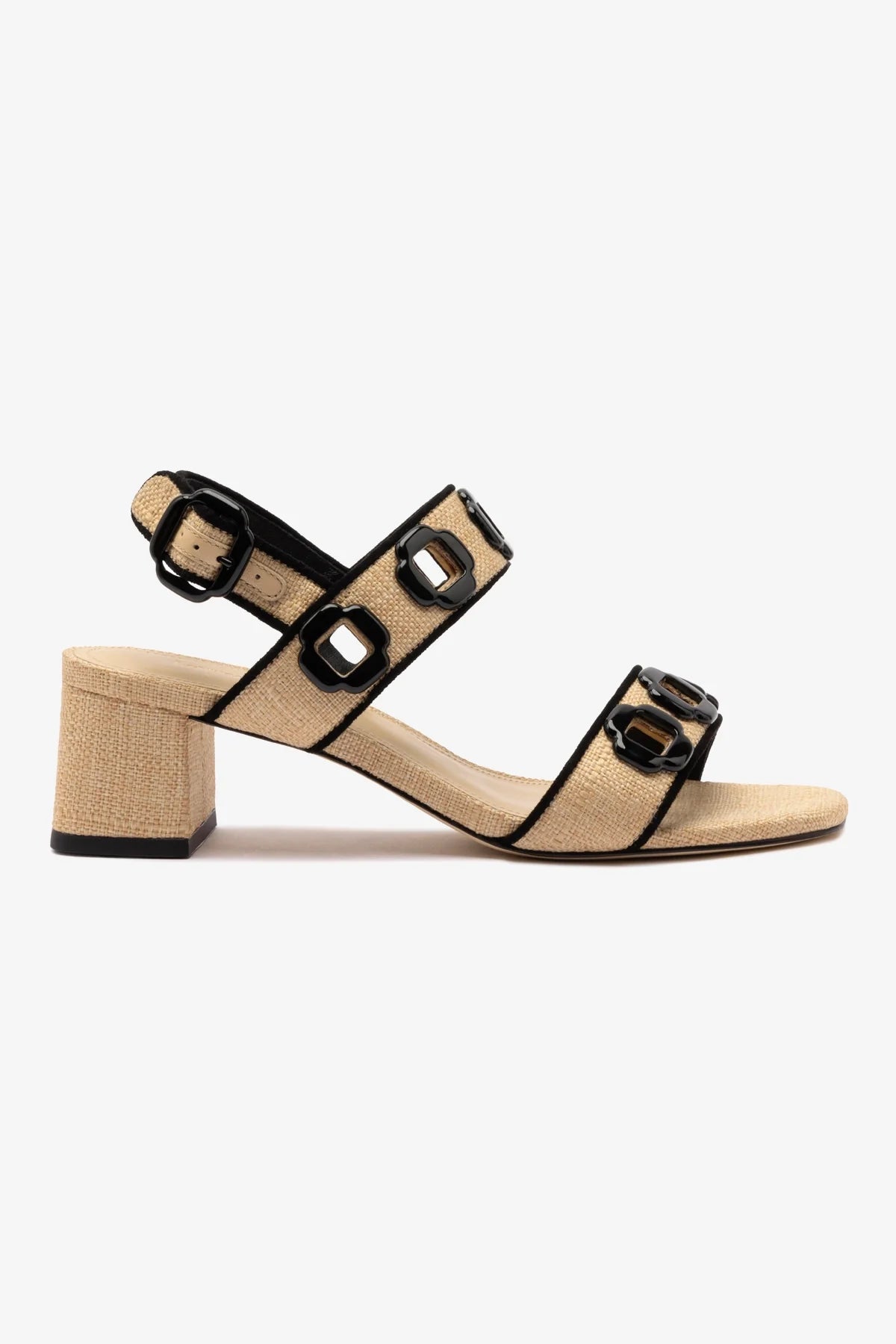 Milan Raffia Sandals in Beige with Black Trim - Comfortable Summer Beach Shoes for Women, Perfect for Vacation, Poolside, and Casual Outings