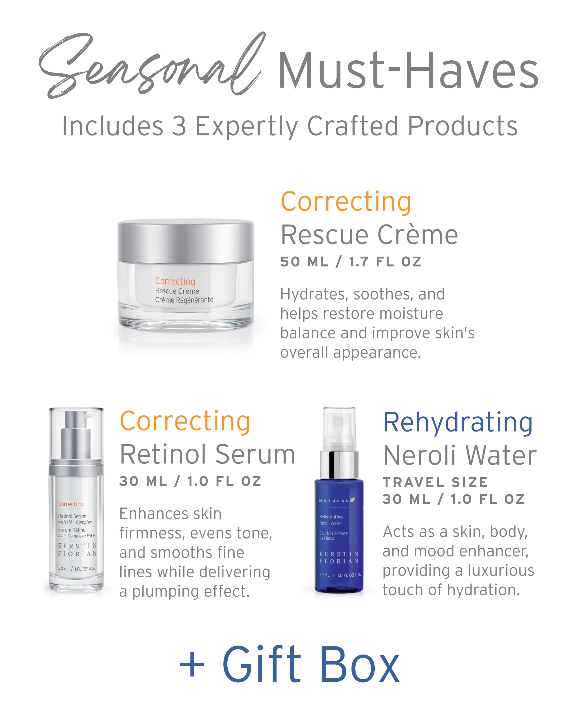 Kerstin Florian Winter Radiance Gift Set - Hydrating Skincare Kit for Women with Vitamin C & Hyaluronic Acid | Luxurious Facial Care for Dry Skin | Perfect Holiday & Birthday Gift Basket for Her