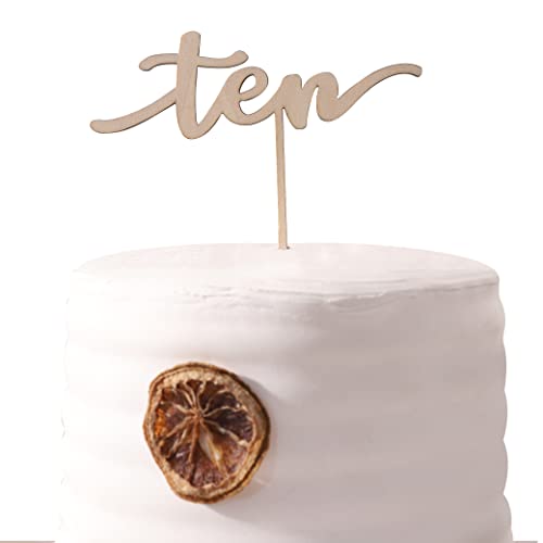 Wood Cake Toppers Ten Year Sign