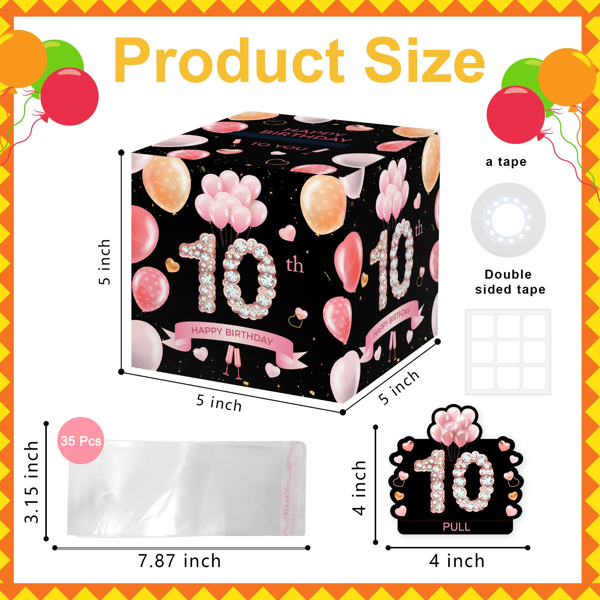 10th Birthday Money Gift for Kids - Cash Gift for Boys & Girls - 35PCS Birthday Party Decorations & Supplies - Perfect for Birthday Surprise Parties & Celebrations