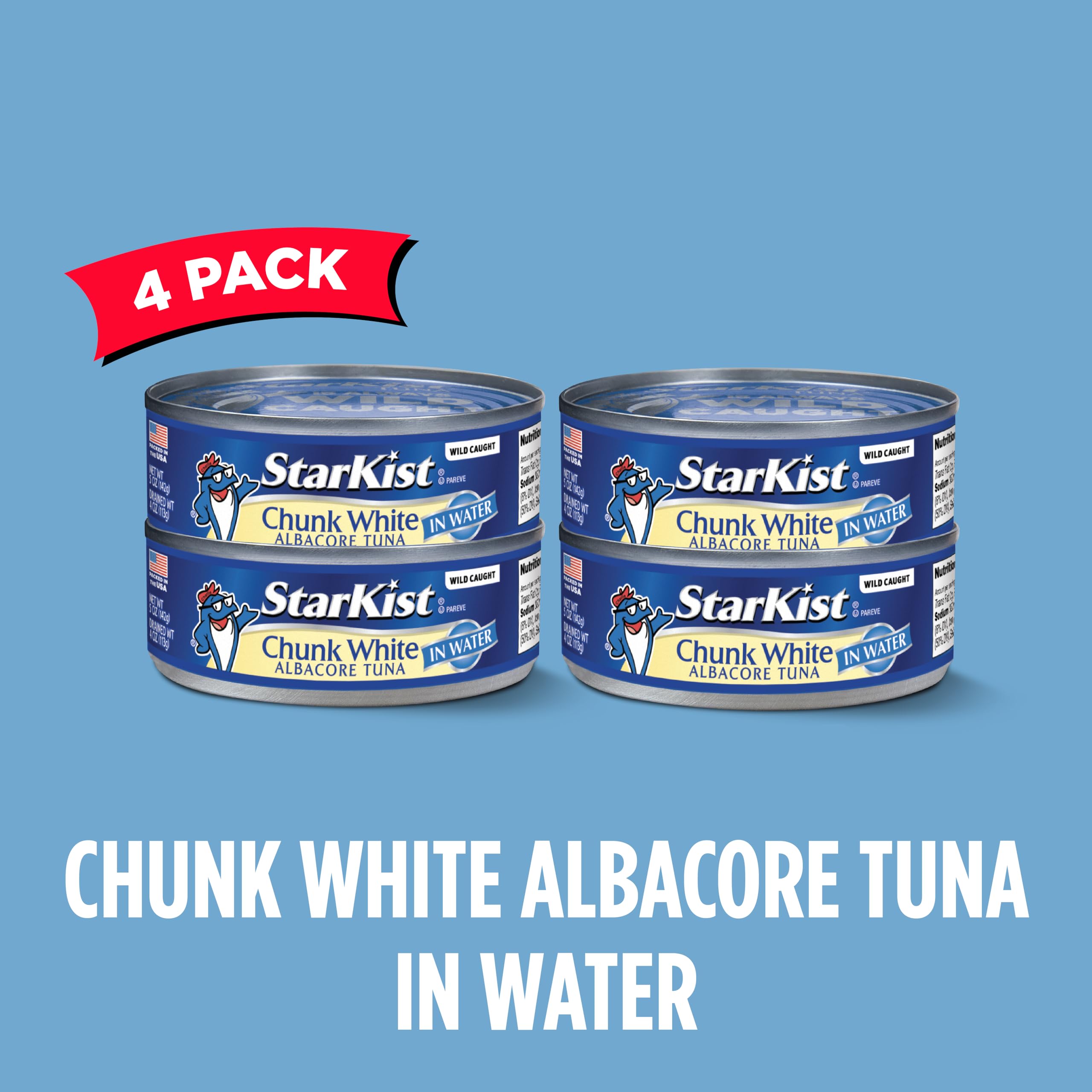 StarKist Chunk White Tuna in Water - 5 oz Can (4-Pack) | High Protein, Low Mercury | Perfect for Salads, Sandwiches & Quick Meals