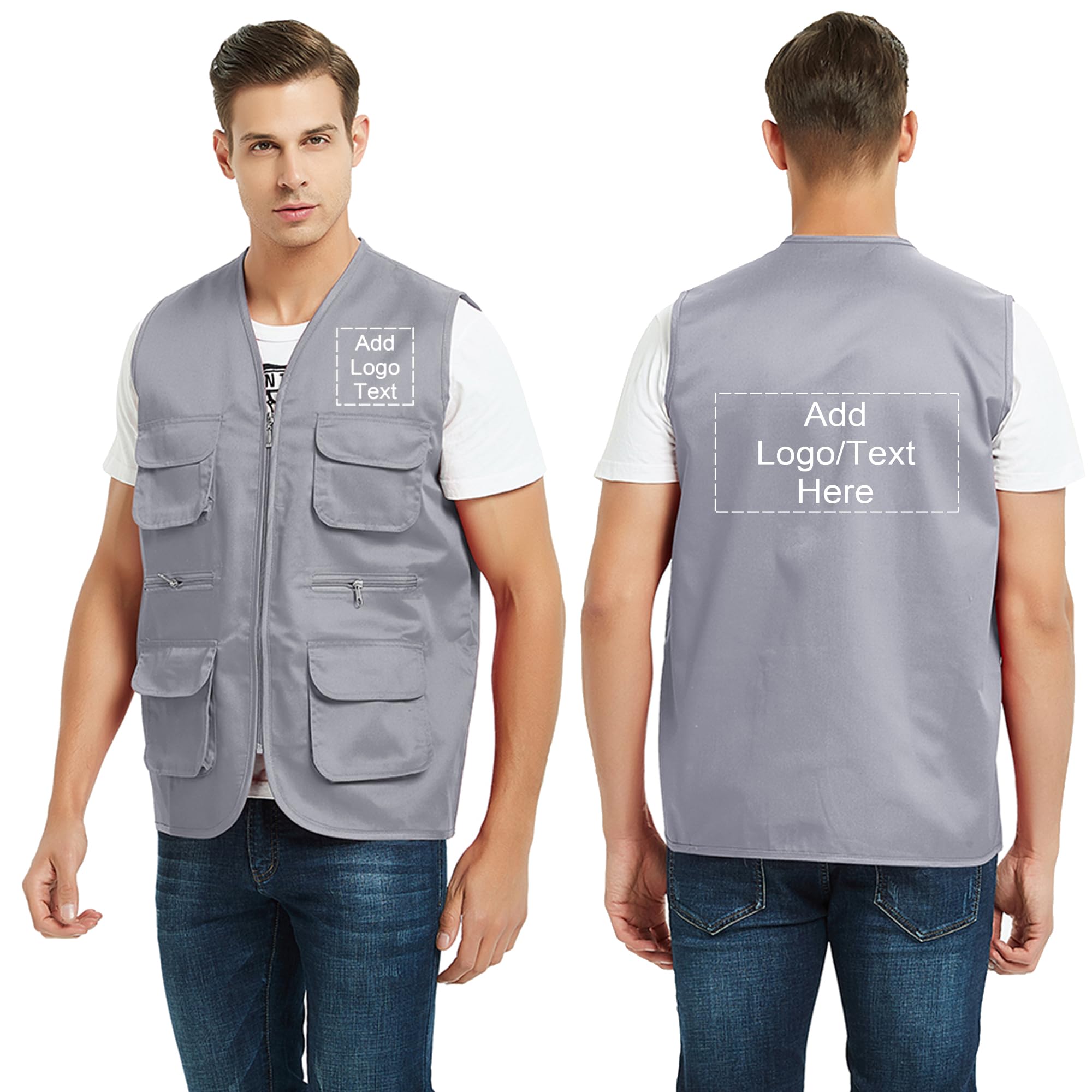 TopTie Custom Supermarket Volunteer Vest - Heat Transfer Printed Multi-Pocket Work Apron for Grocery Store Staff & Community Service Volunteers | Durable & Functional for Food Banks, Charity Events & Retail Assistance
