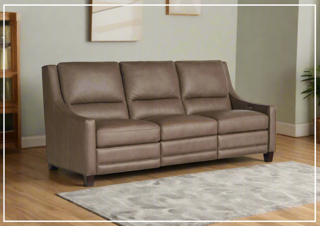 Kelce 3-Seater Power Reclining Sofa - Universal Furniture in Gray & Beige | Living Room Comfort for Movie Nights & Family Gatherings