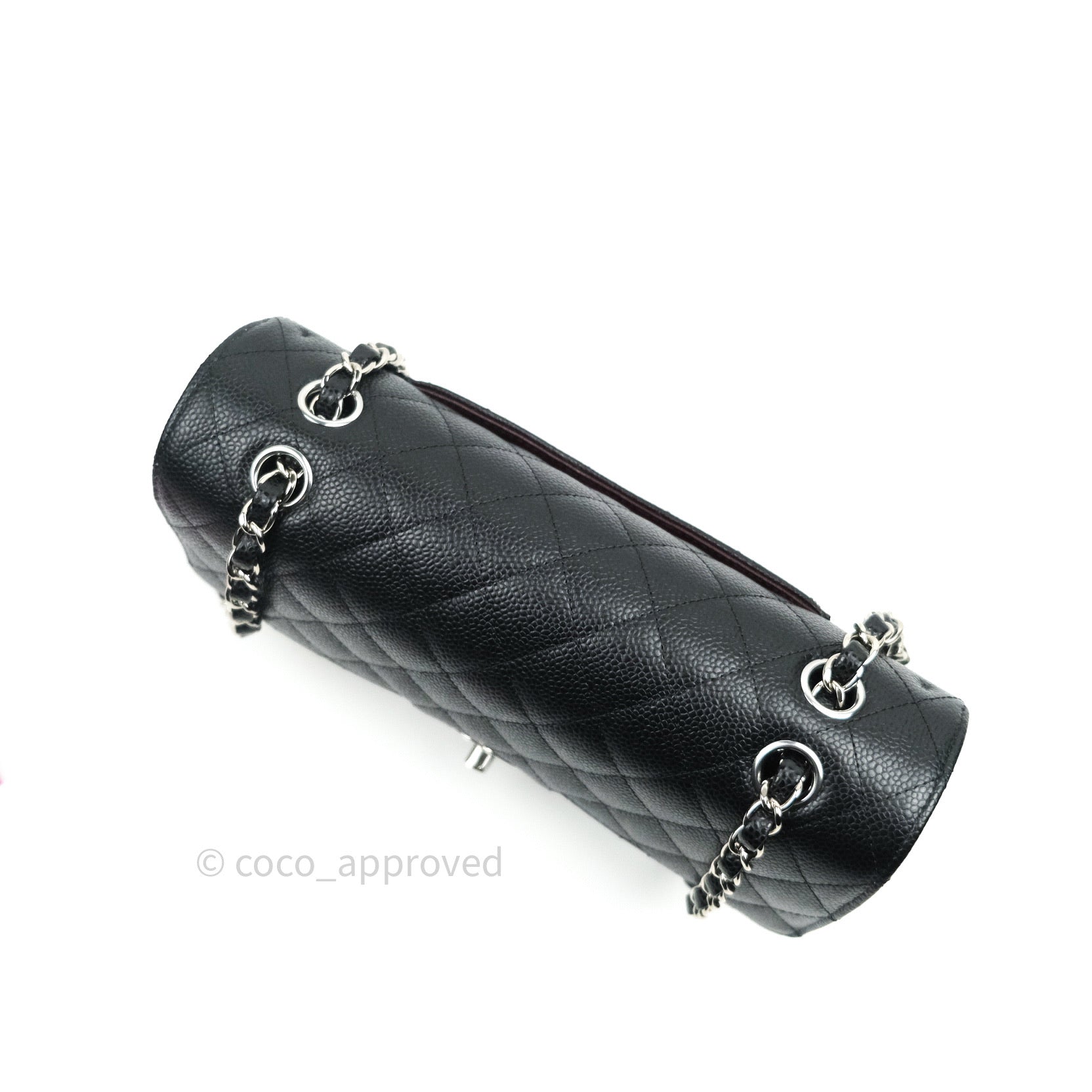 Chanel Classic M/L Medium Double Flap Bag Black Caviar Leather with Silver Hardware - Luxury Designer Handbag for Women, Perfect for Work, Evening Events & Special Occasions