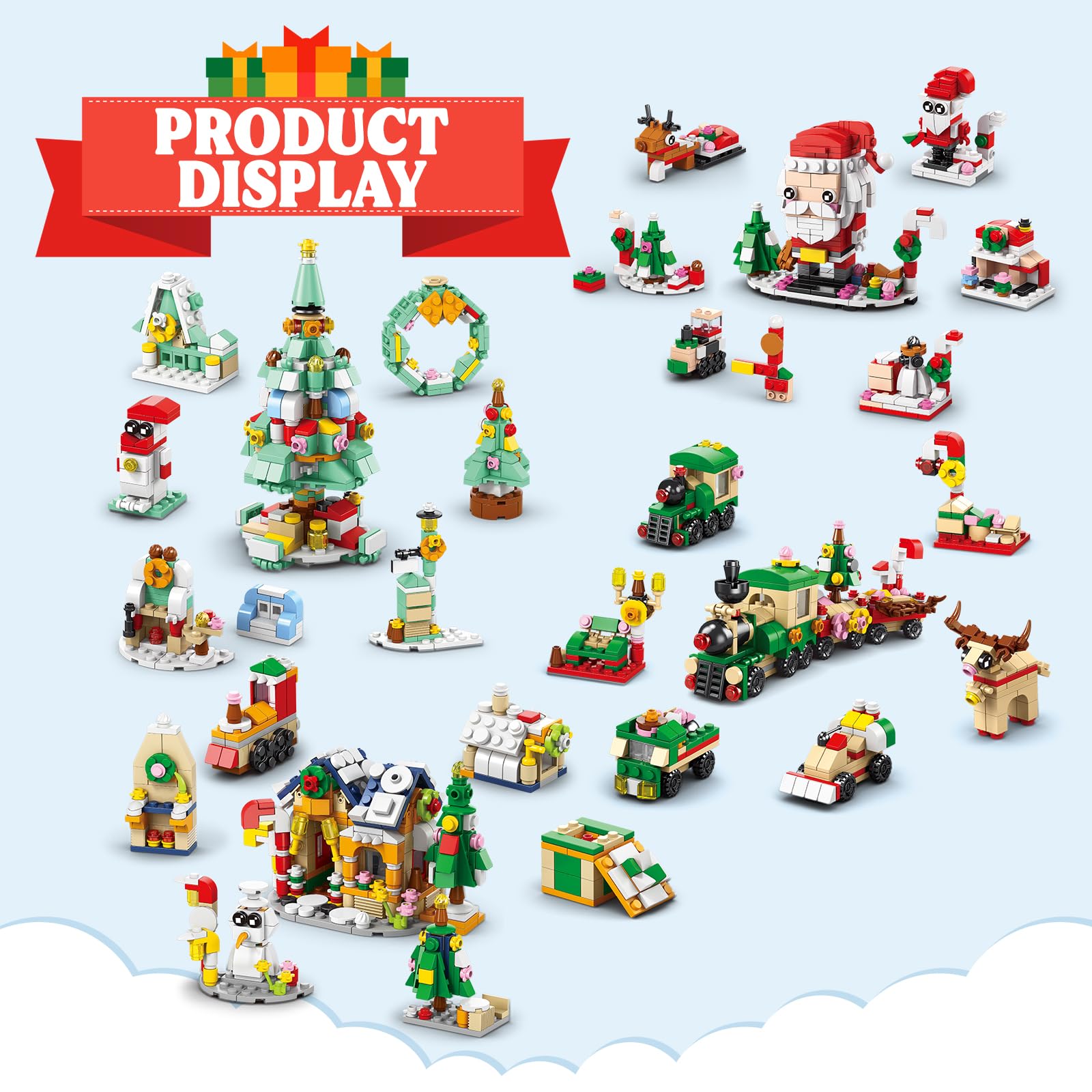 Christmas Building Blocks Set - 1123 PCS Snow House, Train, Christmas Tree, Santa & Reindeer Toys for Kids - Perfect Holiday Gift for Sons, Grandchildren, Nieces - Great for Christmas, Birthday & New Year Celebrations - Creative Play & Festive Home Decor