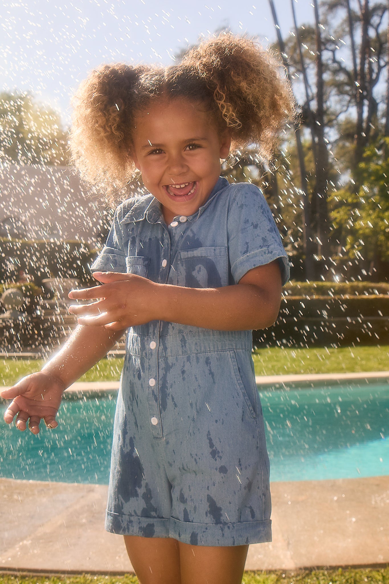 Mini Natalia Romper in Chambray - Stylish Baby Jumpsuit for Girls | Perfect for Playdates, Photo Shoots & Everyday Wear
