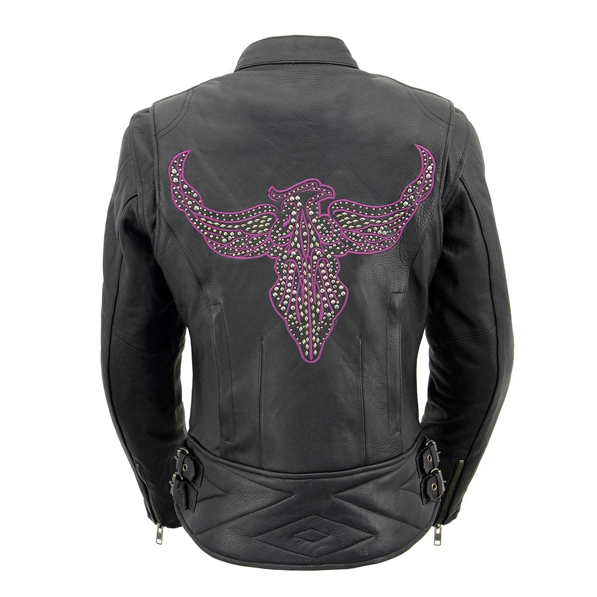 Milwaukee Leather MLL2570 Women's Black Phoenix Embroidered Biker Jacket - Stylish & Protective Motorcycle Gear for Riding & Outdoor Adventures