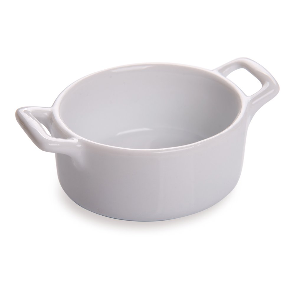 Restaurantware 10-Pack 5oz White Square Porcelain Casserole Dishes with Handles - Oven Safe & Chip Resistant Bakeware for Snacks, Sauces, Desserts - Perfect for Restaurants, Catering & Home Baking