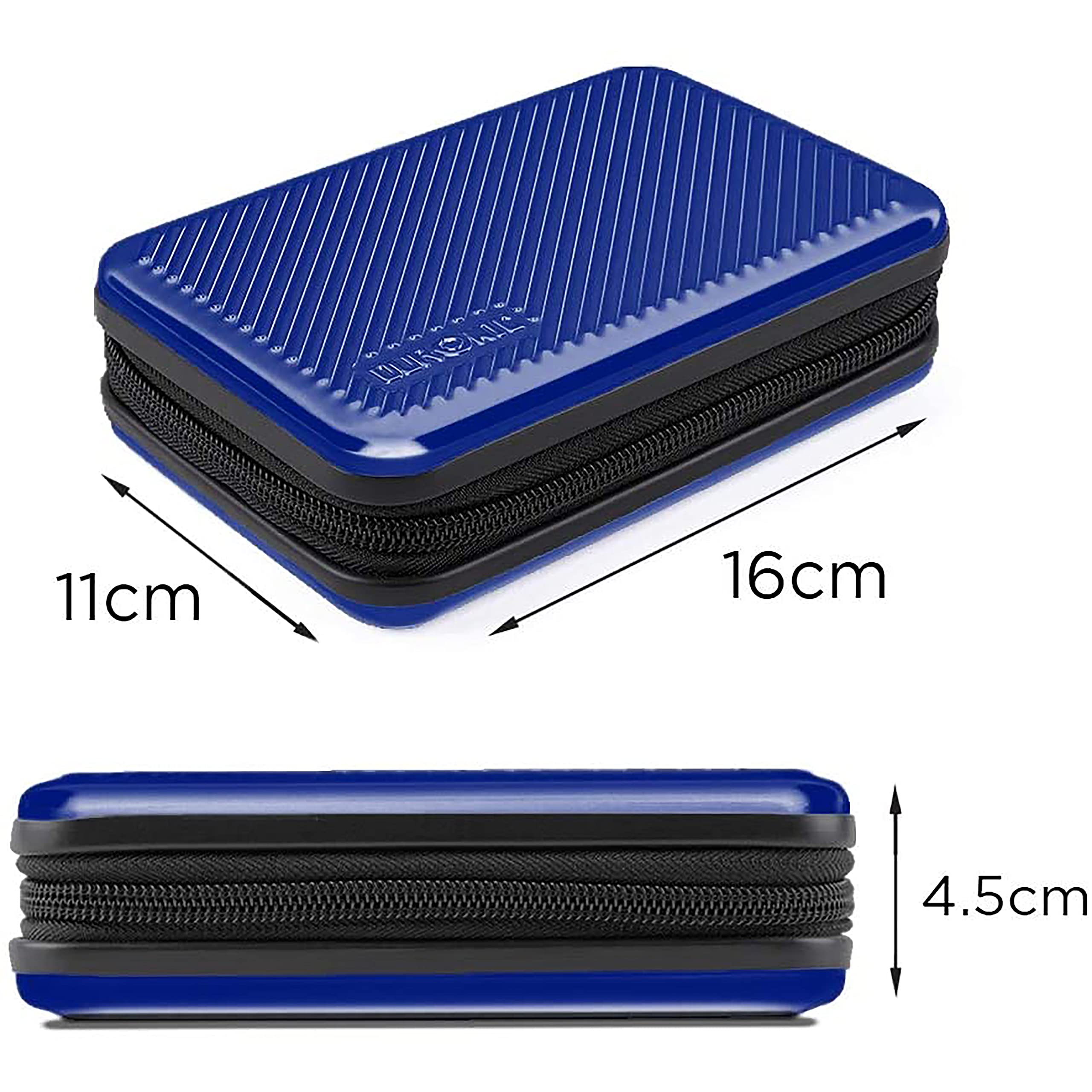 Duronic HDC3/BE Aluminum Hard Drive Case - Portable Protective Storage Pouch for External Hard Drives & Cables (Blue) | Lightweight & Durable | Compatible with WD, Toshiba, Buffalo, Seagate, Samsung | Perfect for Travel, Office & Data Backup