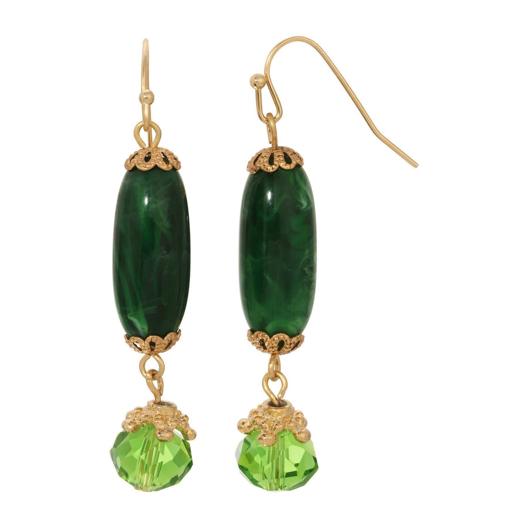 1928 Jewelry Long Bead & Crystal Dangle Earrings for Women - Elegant Vintage Drop Earrings for Party, Wedding & Evening Wear