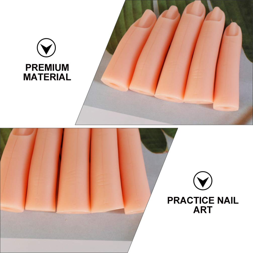 5pcs Fake Finger Model for Nail Practice - Acrylic Thumb & Silica Gel Training Fingers for DIY Manicure, Nail Art & Professional Training | Perfect for Nail Technicians, Students & Home Use