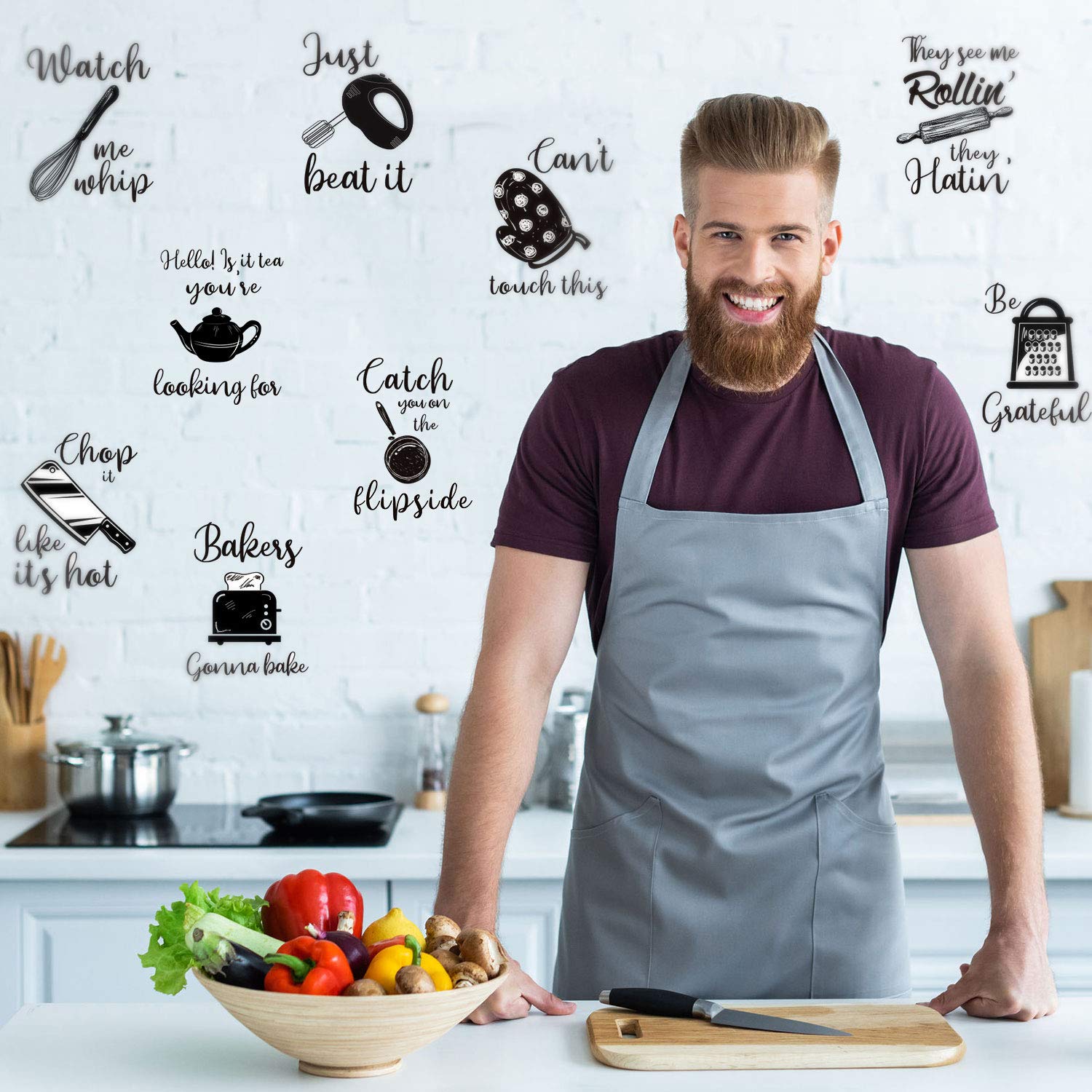 Kitchen Wall Decals with Inspirational Quotes - Vinyl Lettering Stickers for Kitchen, Dining Room, Baking Area & Restaurant Decor - Perfect for Home, Cafe and Commercial Spaces