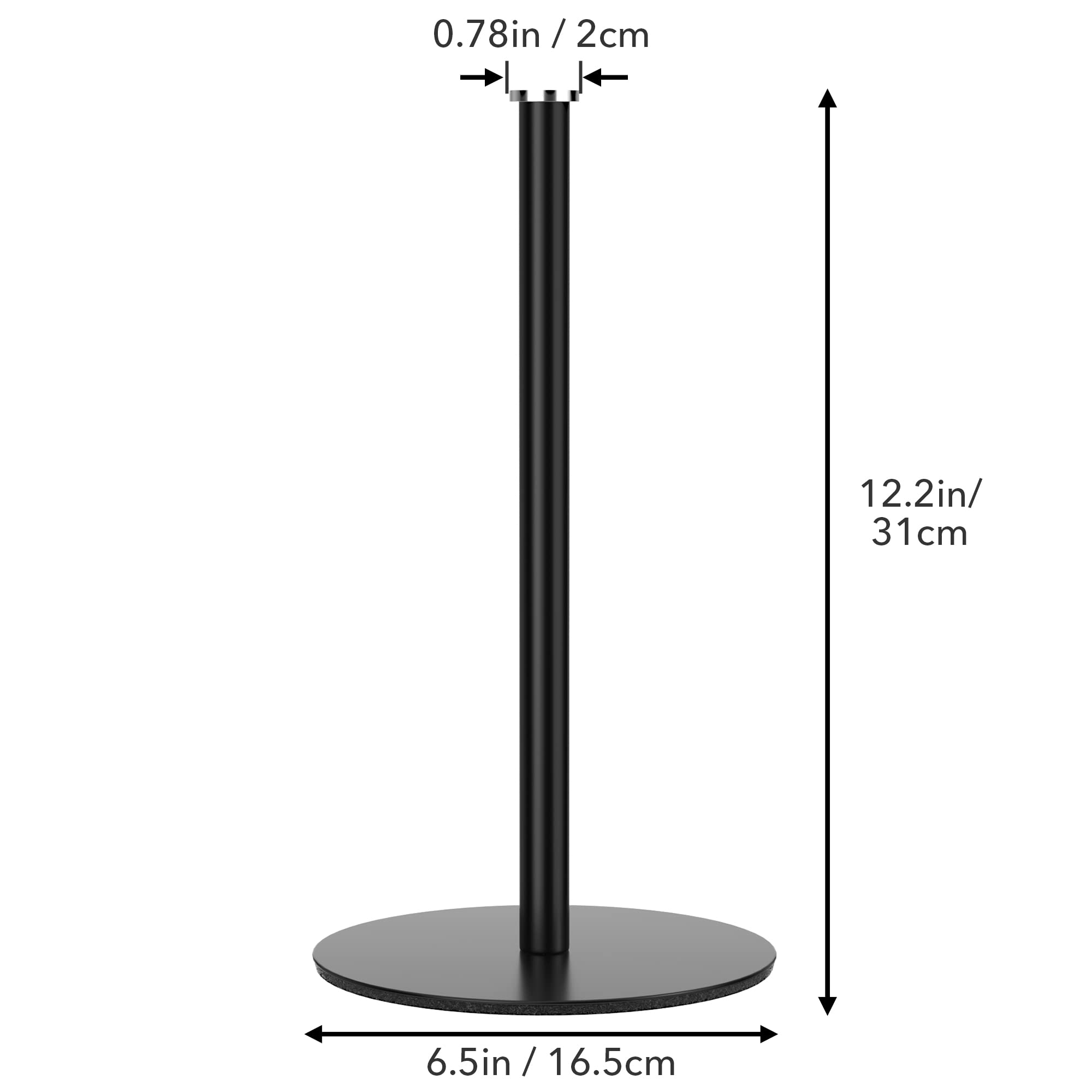 Stainless Steel Paper Towel Holder Stand - Matte Black Free Standing Kitchen Roll Organizer, Non-Slip Base Fits Most Paper Towel Sizes - Perfect for Countertops, Pantries & RVs