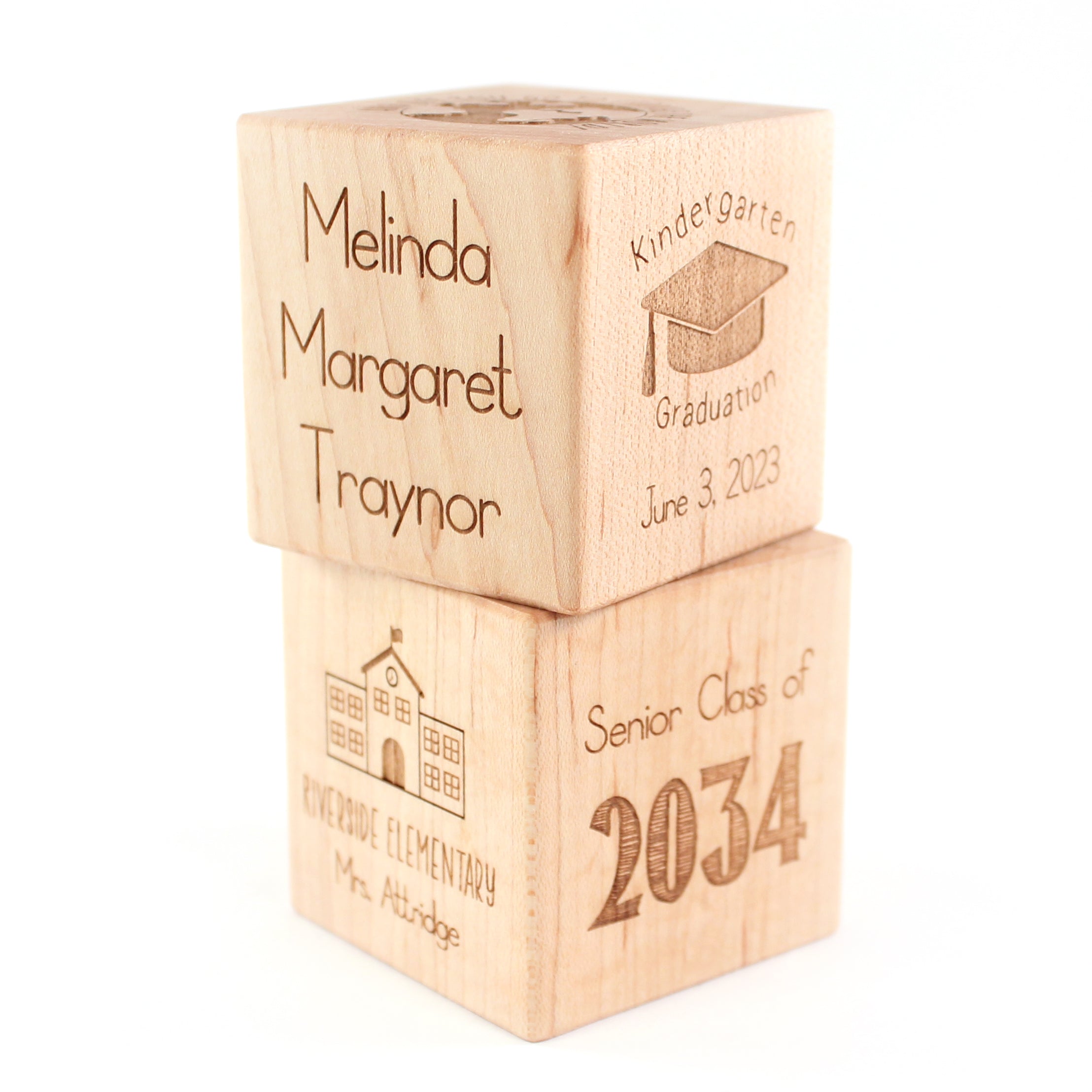 Personalized Kindergarten Graduation Keepsake Block - Custom Name & Date Engraved Wooden Gift for Kids - Perfect for School Memories, Graduation Ceremonies & Nursery Decor