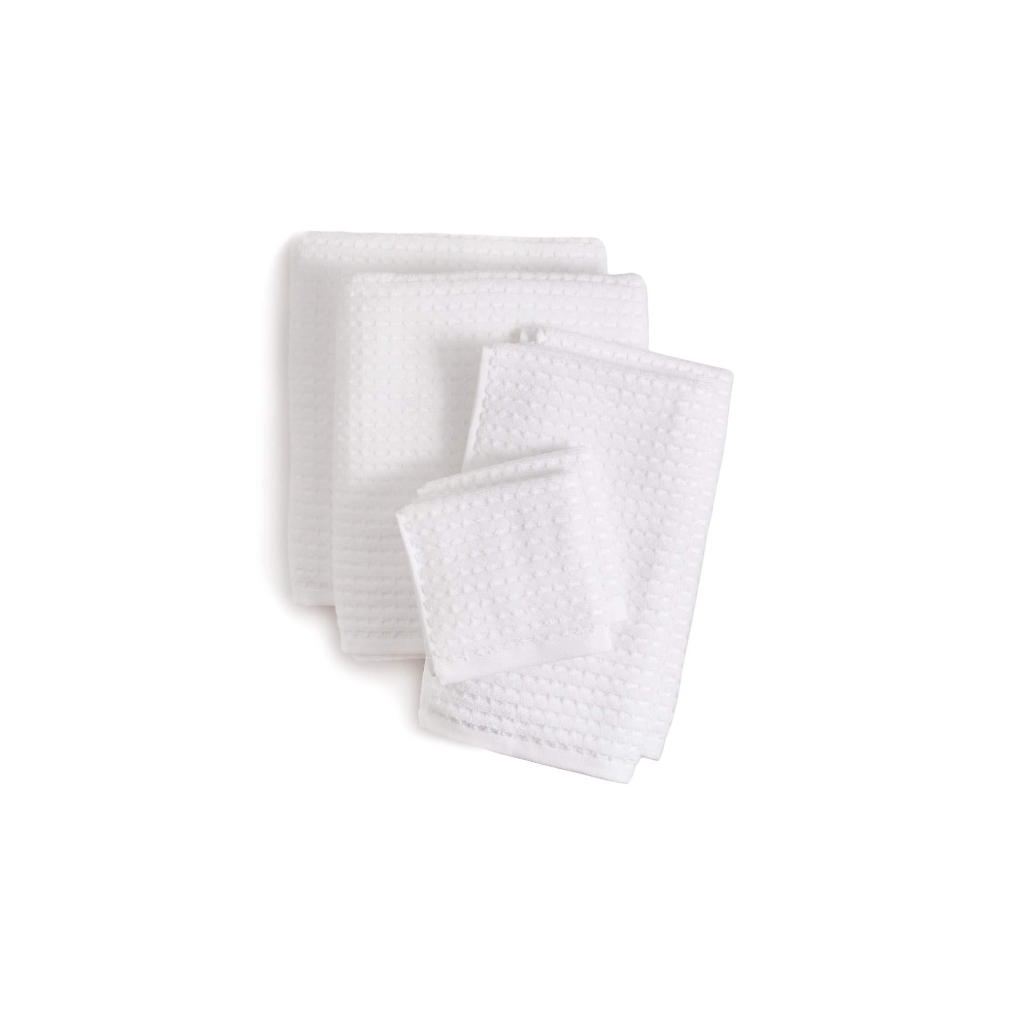 DKNY Quick Dry Cotton Towel Set - 2 Bath Towels, 2 Hand Towels, 2 Washcloths, Soft Absorbent White Towels for Bathroom, Spa & Gym Use