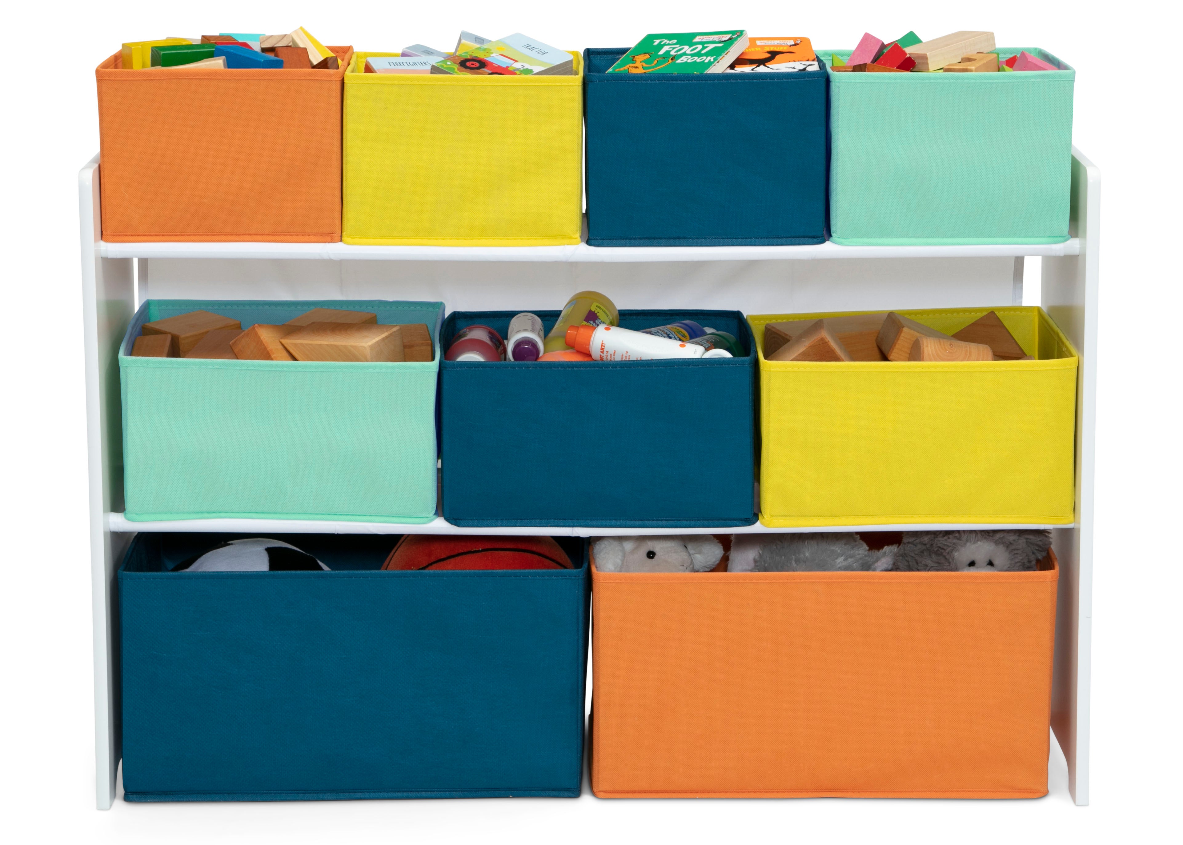 Deluxe Multi Bin Toy Organizer with Storage Bins - Kids Room Organization Solution for Toys, Books & Crafts - Perfect for Playrooms, Daycares & Home Storage