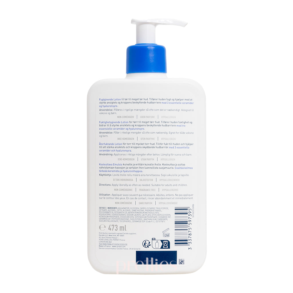 CeraVe Moisturizing Lotion 16oz | Daily Face & Body Moisturizer for Dry Skin | Fragrance-Free & Non-Comedogenic | Dermatologist Recommended Skincare for Hydration & Repair | Perfect for Morning & Night Routine