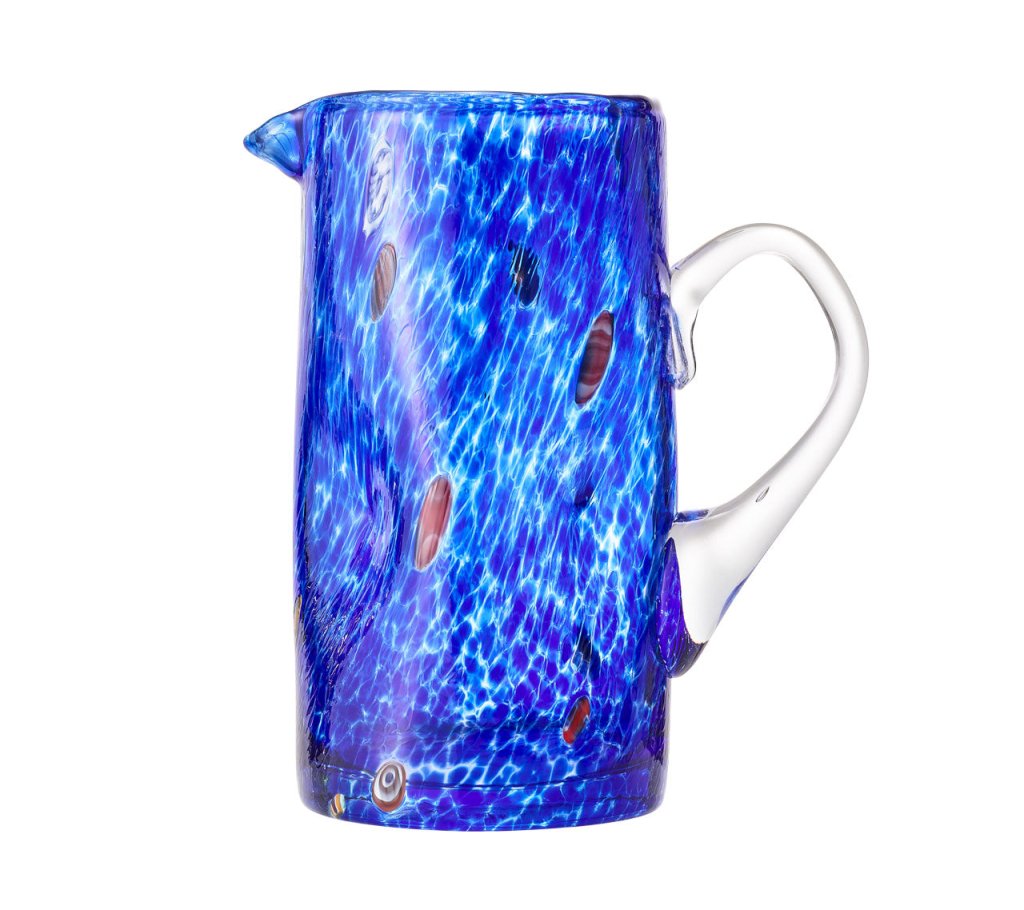 Premium Blue Gala Pitcher - Elegant Glass Pitcher for Iced Tea, Lemonade & Cocktails - Perfect for Parties, Picnics & Home Entertaining