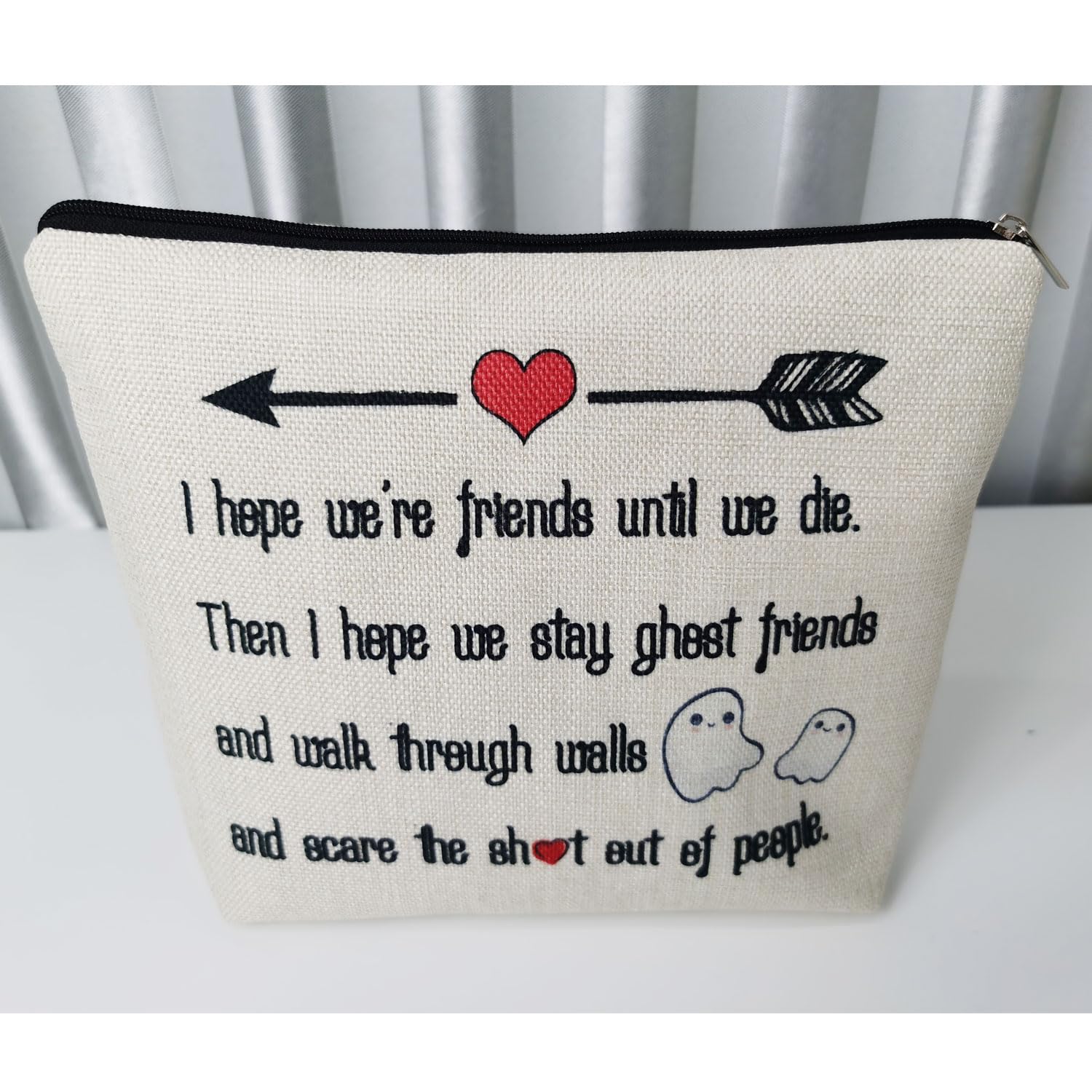 **Ghost Friends Makeup Bag - Cute Small Cosmetic Pouch for Purse & Toiletry | Best Friendship Gift for Soul Sisters, BFFs & Women | Birthday, Travel & Daily Use**