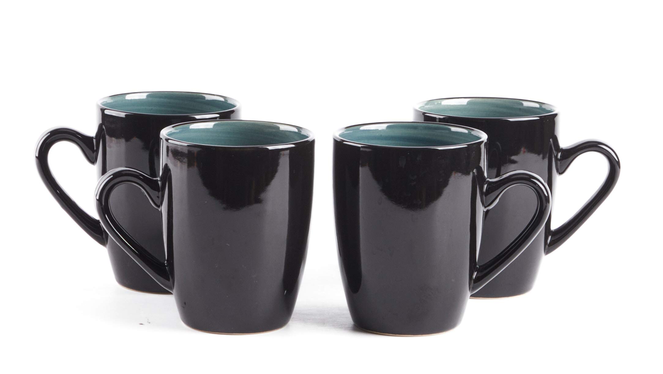 Stoneware Sonoma 16-Piece Dinnerware Set in Black & Speckled Spin Wash Blue - Elegant Dinner Plates, Bowls & Mugs for Everyday Dining & Entertaining