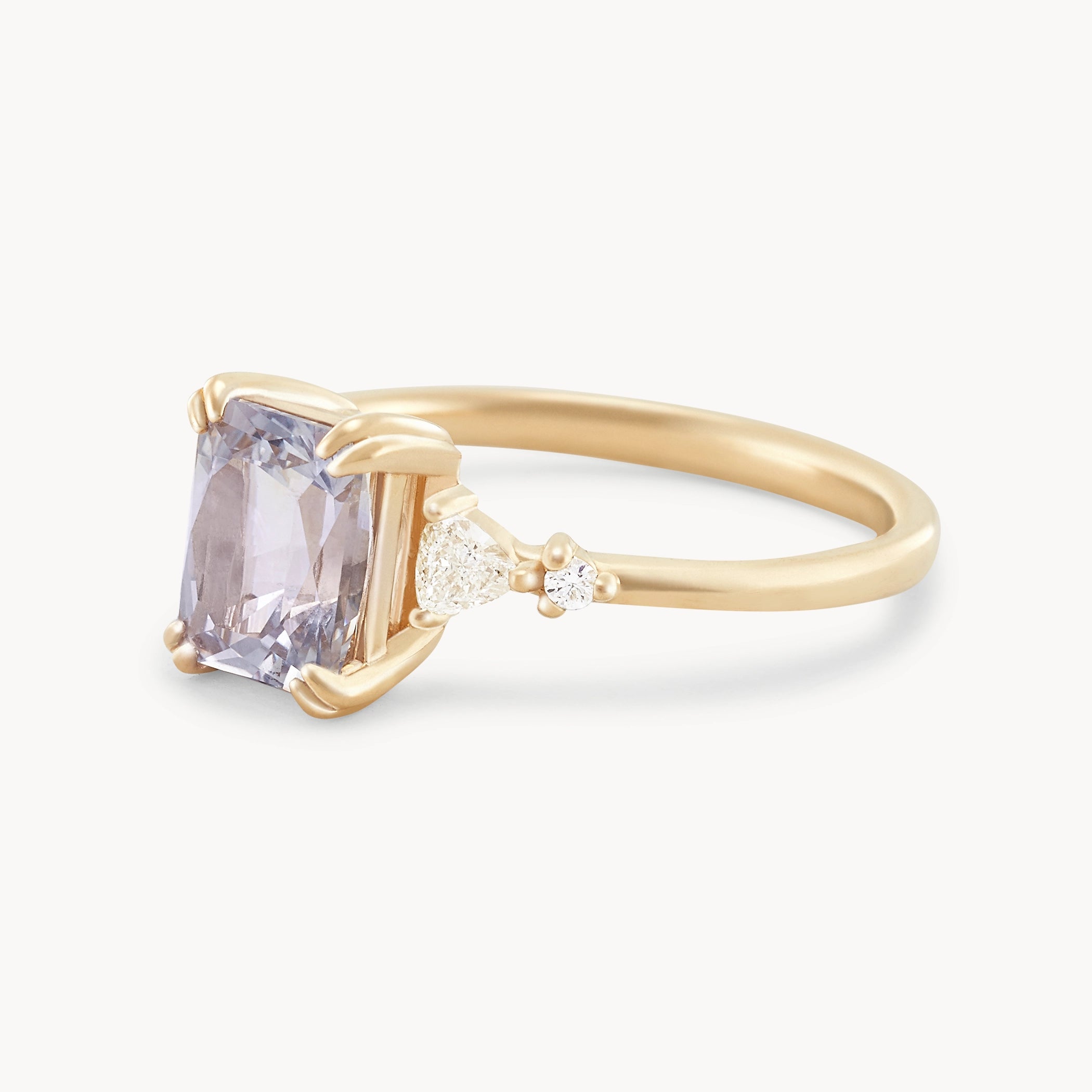 Unique 14K Yellow Gold Twilight Mist Ring with Lavender Sapphire - Elegant Jewelry for Weddings, Anniversaries & Special Occasions