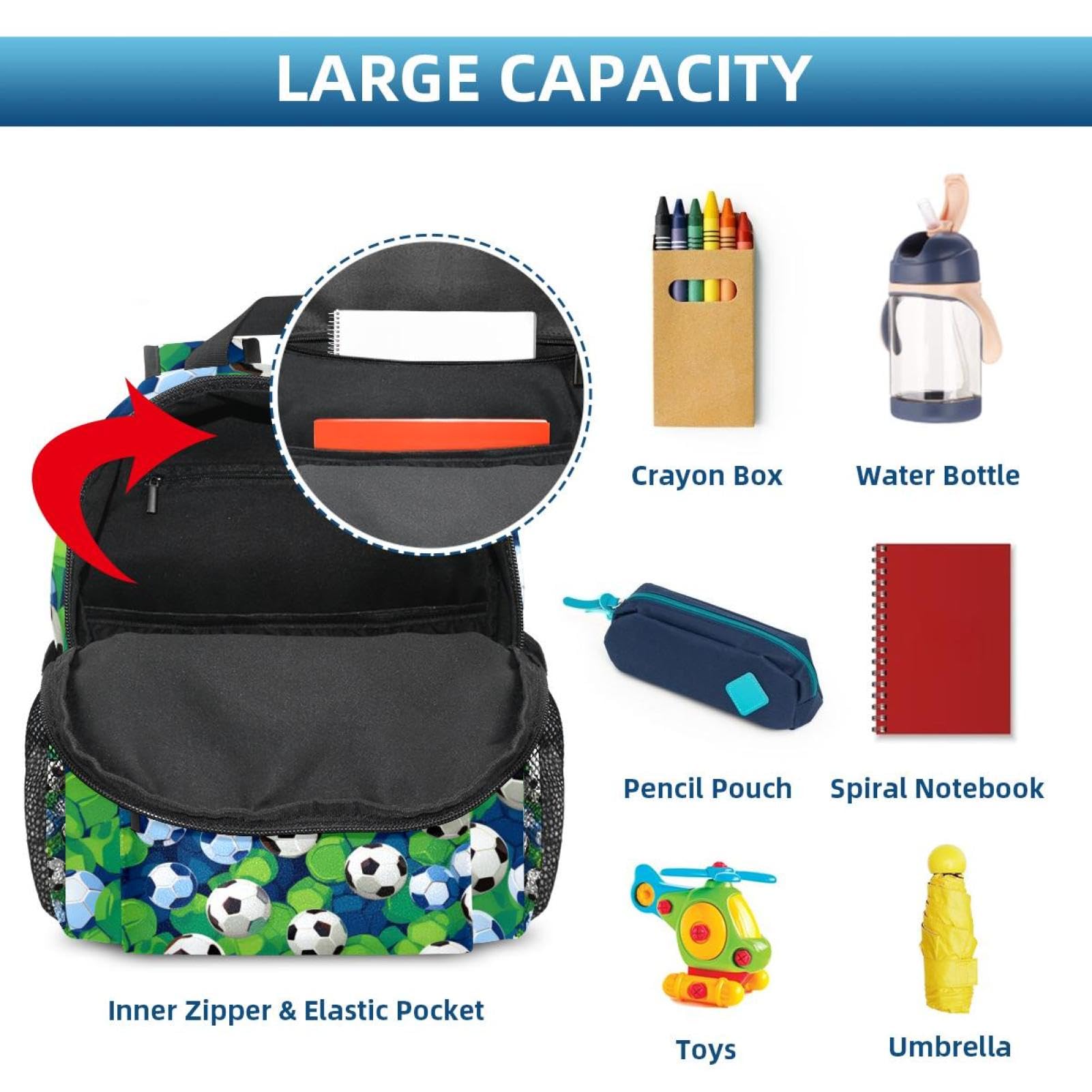 Lightweight Travel Backpack - Small Carry On Backpack with Football Soccer Ball Floral Design for Women & Men - Perfect for Airplane, School, Hiking & Sports