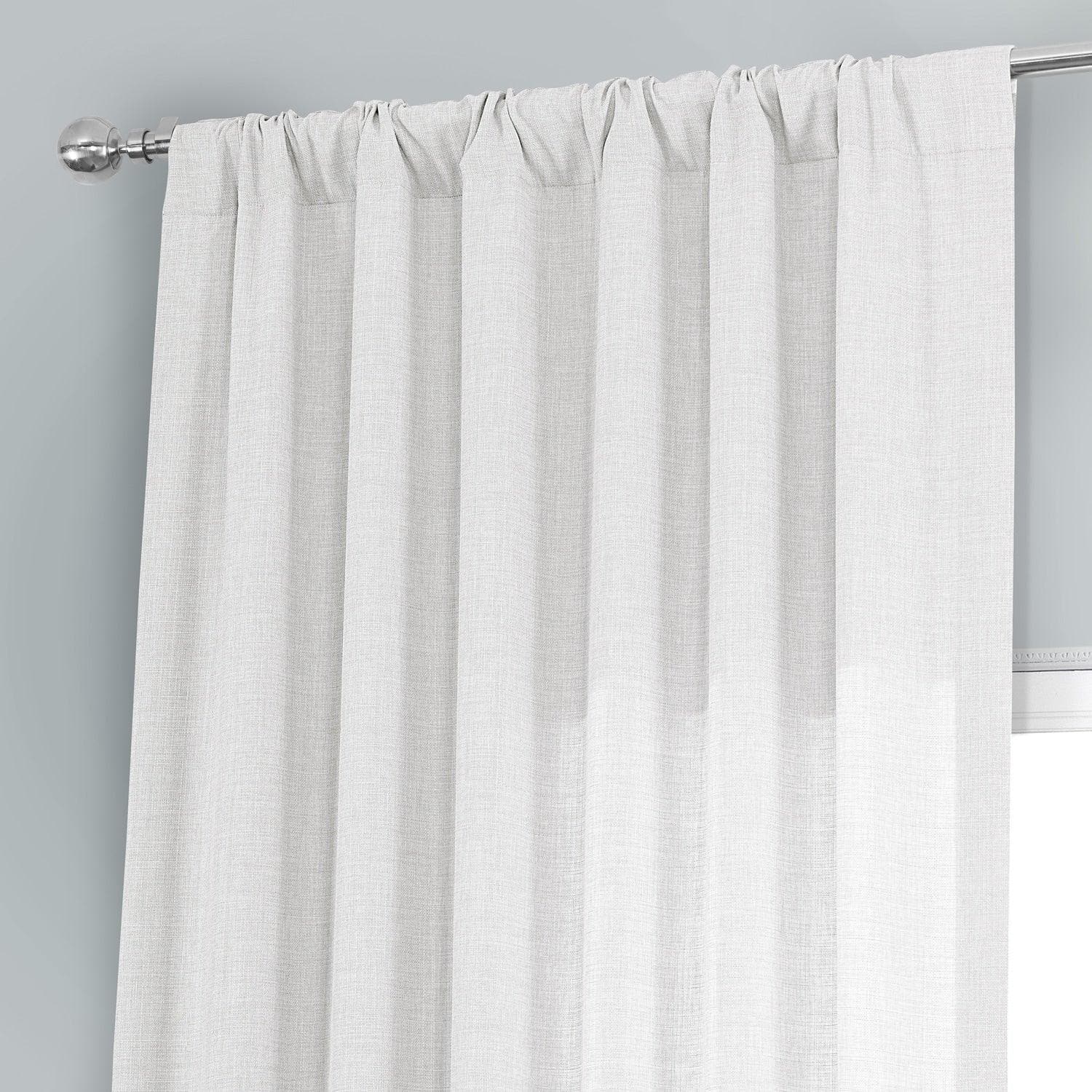 Magnolia Off White Italian Faux Linen Blackout Curtains - Elegant Room Darkening Window Treatments for Bedroom & Living Room