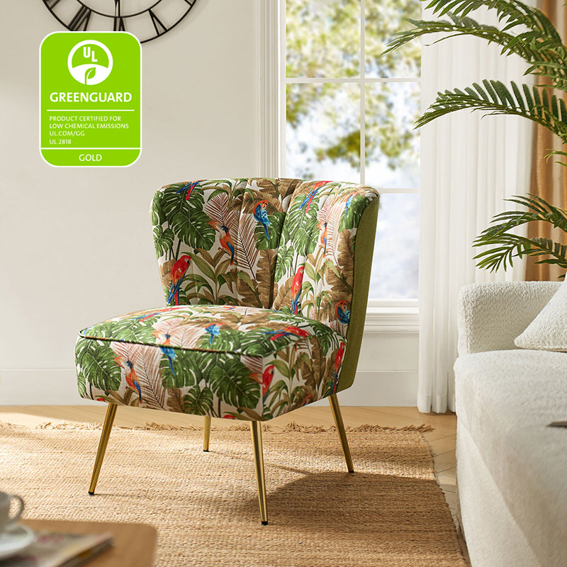 Luxury Coraline Velvet Barrel Chair with Tufted Back & Sturdy Metal Legs - Elegant Accent Chair for Living Room, Bedroom or Office Decor