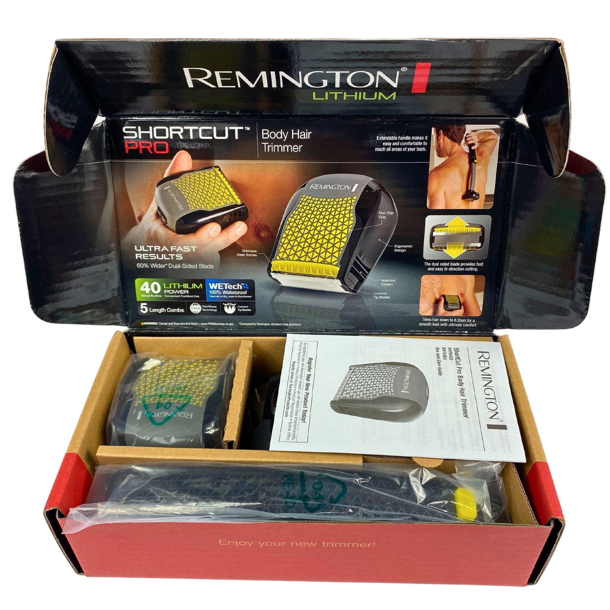 Remington Lithium Shortcut Pro Body Hair Trimmer for Men - 30 Piece Set - Waterproof & Cordless Grooming Kit for Body, Chest, Back & Pubic Hair - Perfect for Travel & Home Use