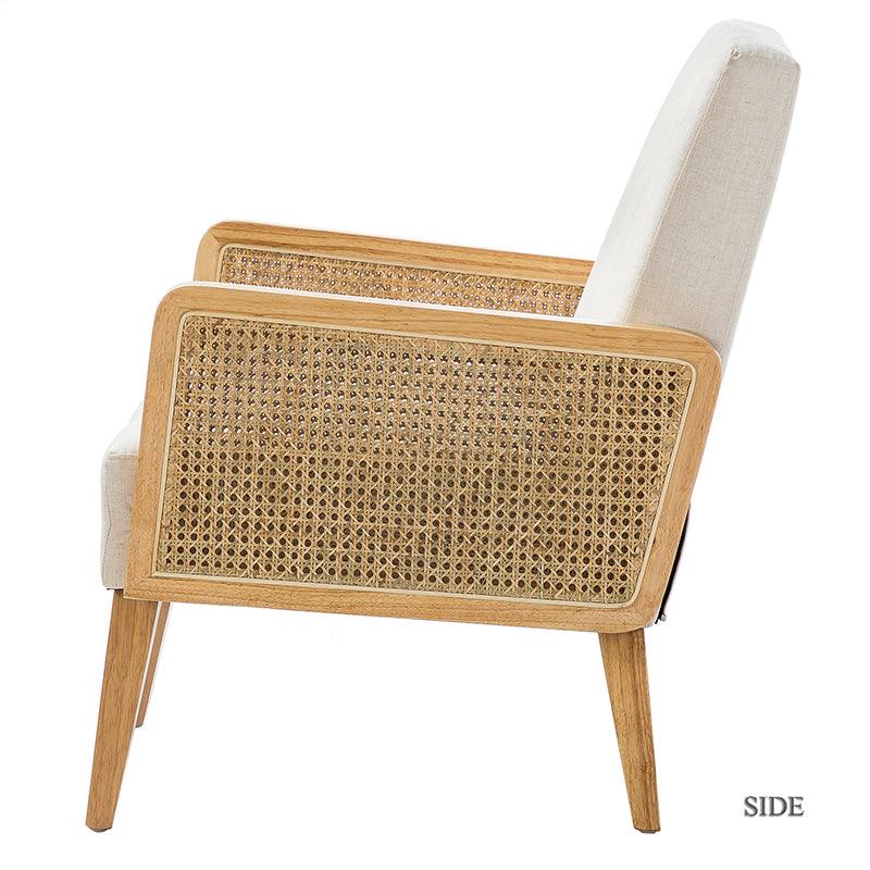 Sybil Cane Armchair - Handwoven Rattan Accent Chair with Cushion | Boho Chic Living Room, Bedroom, or Patio Furniture for Home Decor