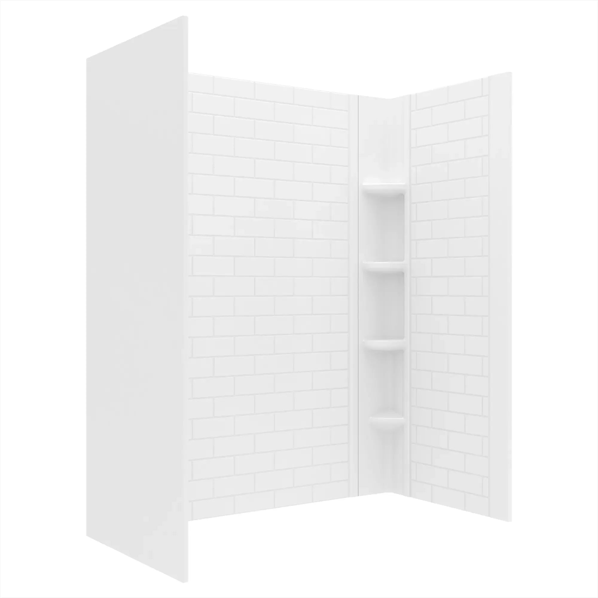 60x72 Inch Subway Tile Pattern 3-Piece Shower Surround Set - Waterproof Bathroom Wall Panel Kit for Modern Home & Apartment Renovation
