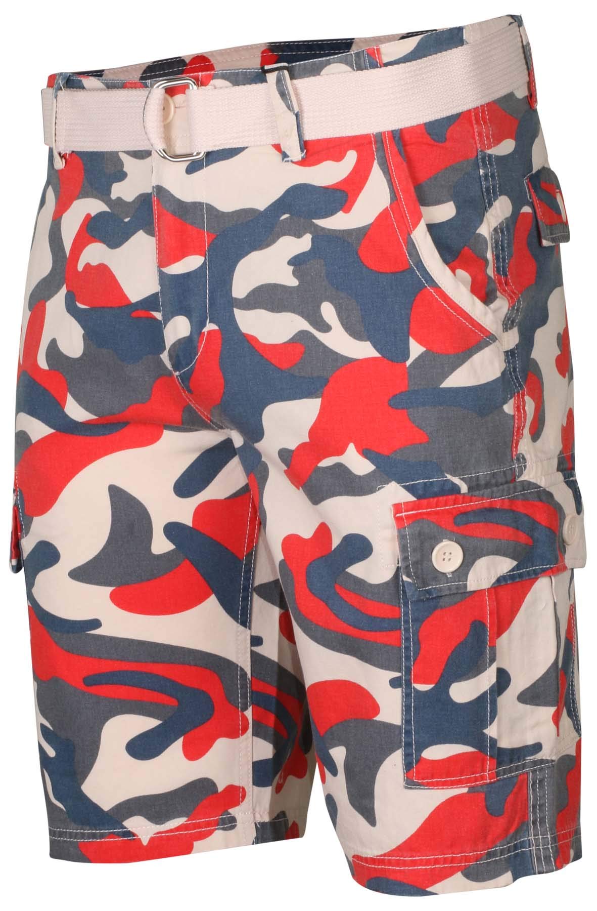 9 Crowns Men's Camo Print Belted Cargo Shorts - Military Style Tactical Shorts for Outdoor Adventures, Hiking & Casual Wear