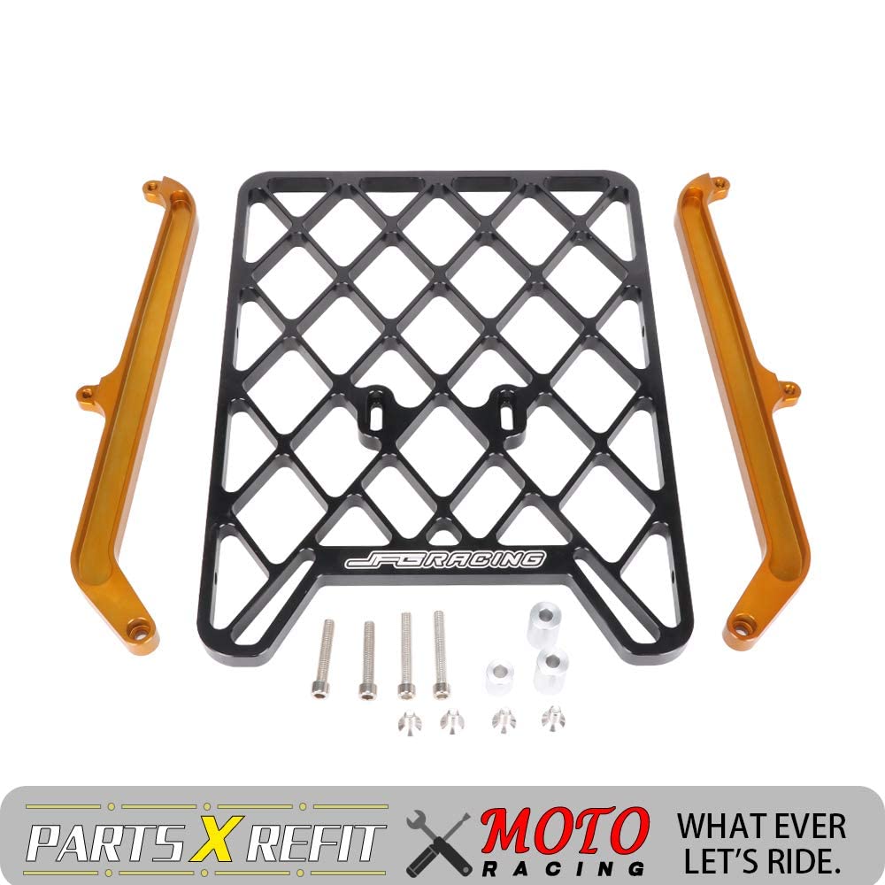 JFG RAICNG DRZ400 Luggage Rack - Heavy Duty CNC Motorcycle Top Rack for Suzuki DRZ400/DRZ400S/DRZ400SM & Kawasaki KLX400/KLX400S (All Years) - Gold - Perfect for Adventure Riding & Off-Road Travel Accessories
