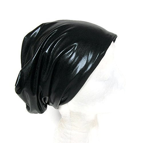 Black Faux Leather Slouchy Hat - Vegan Leather Unisex Beanie for Men & Women | Perfect for Goth Fashion, Winter Outfits & Casual Streetwear