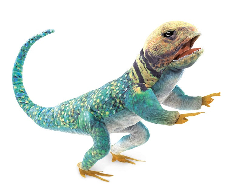 Realistic Collared Lizard Hand Puppet - Interactive Reptile Toy for Kids & Adults - Perfect for Storytelling, Education & Role Play Scenes