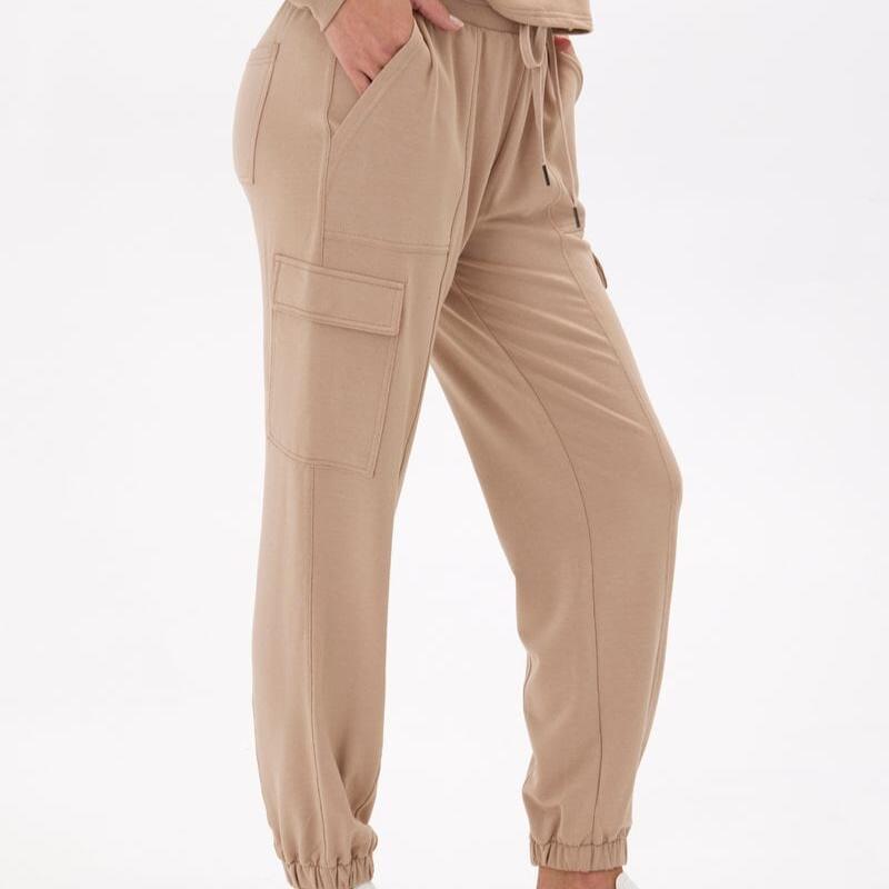 Chai Margot Modal Terry Cargo Jogger Pants for Women - Soft Stretch Lounge & Workout Joggers - Perfect for Yoga, Running, and Casual Wear