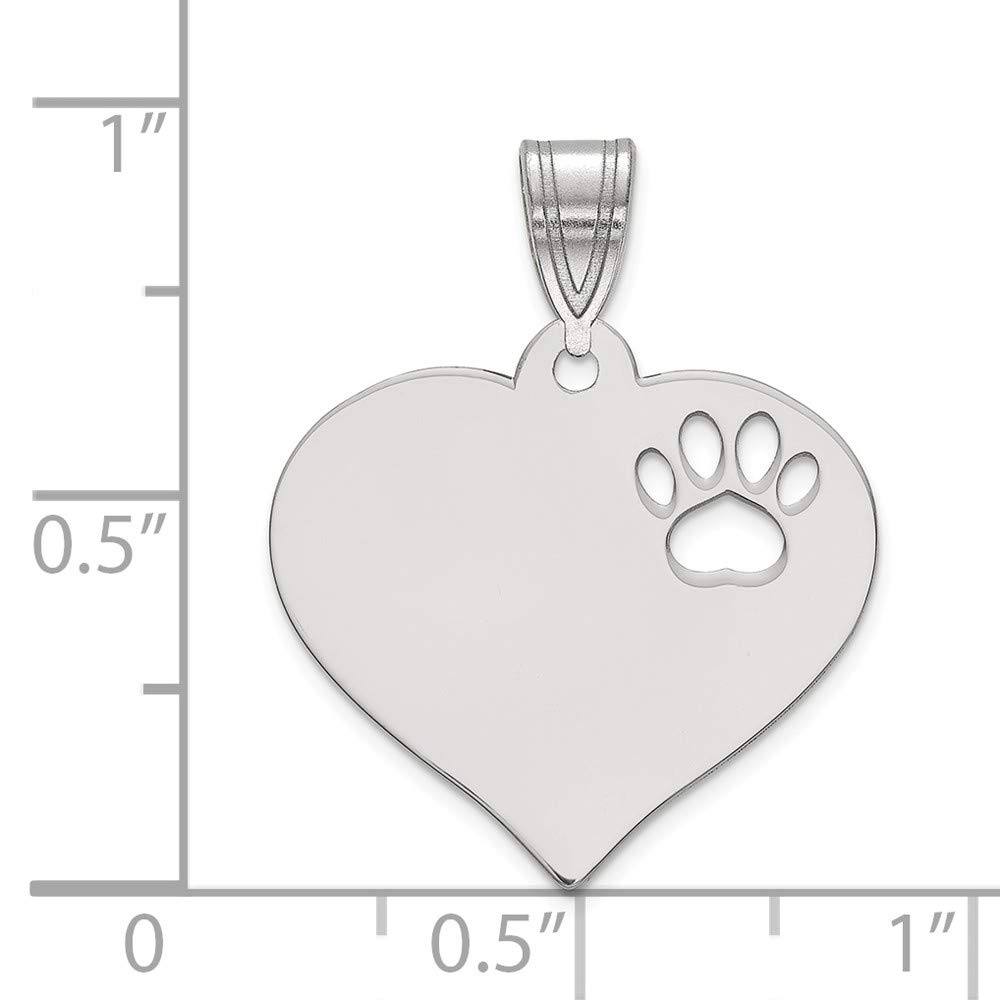 925 Sterling Silver Heart Pendant with Pawprint Cutout - Dainty Necklace Charm for Women, Gift for Pet Lovers, Perfect for Valentine's Day & Anniversary Gifts