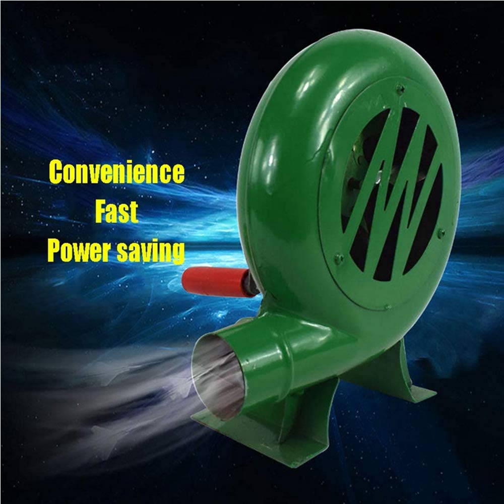 300W Manual Crank BBQ Fan - Forged Outdoor Cooking Blower for Camping, Picnics & Backyard Grilling | Portable Camping Gear for Perfect Charcoal Fire Control