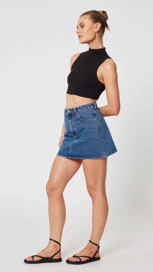 A-Line Mini Skirt for Women - High Waist Stretchy Denim Skirt | Casual & Party Wear | Perfect for Date Night, Club Outfits, and Summer Fashion