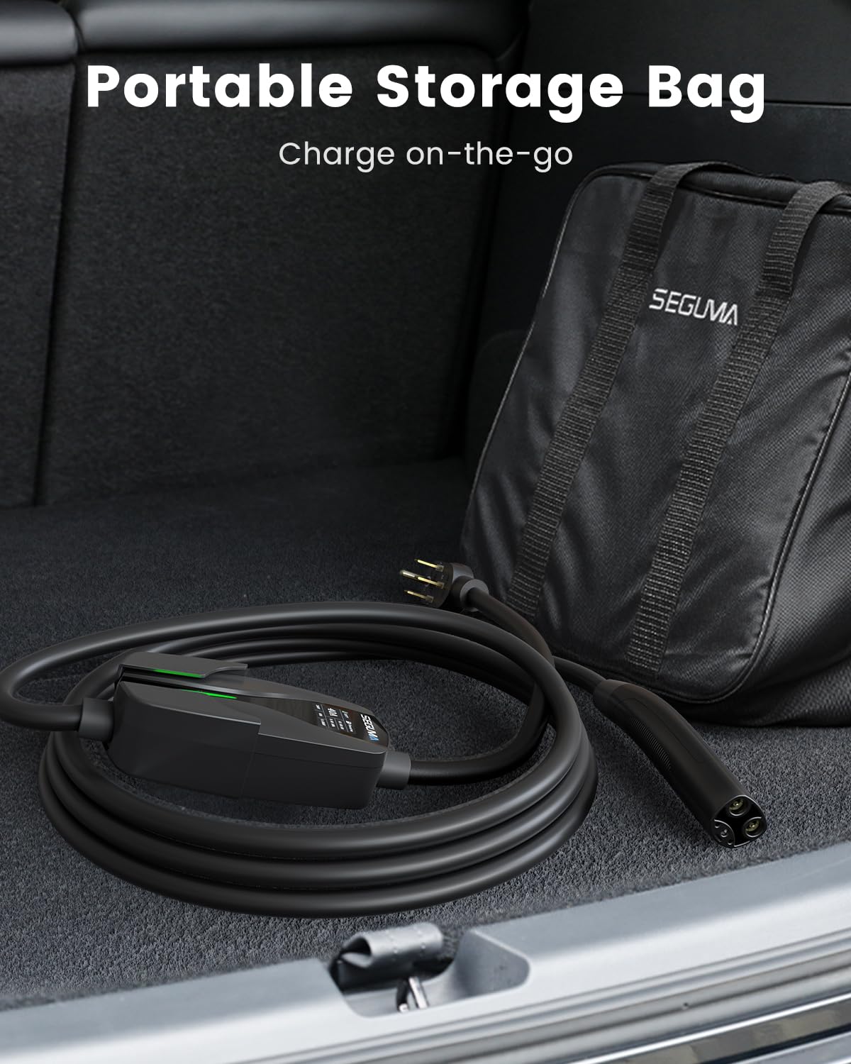 Fast Charging 40A 240V Portable EV Charger for Tesla - NACS Connector with 28FT Cable, NEMA 14-50 Plug, Adjustable Current & Timer - Perfect for Home, Road Trips & Emergency Charging Needs