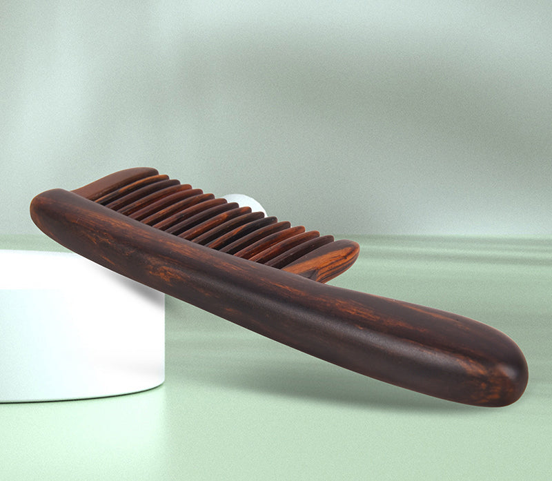 Premium Long Handle Wooden Hair Comb for Detangling & Scalp Massage - Natural Wooden Wide Tooth Comb for Men & Women - Perfect for Home, Travel & Salon Use