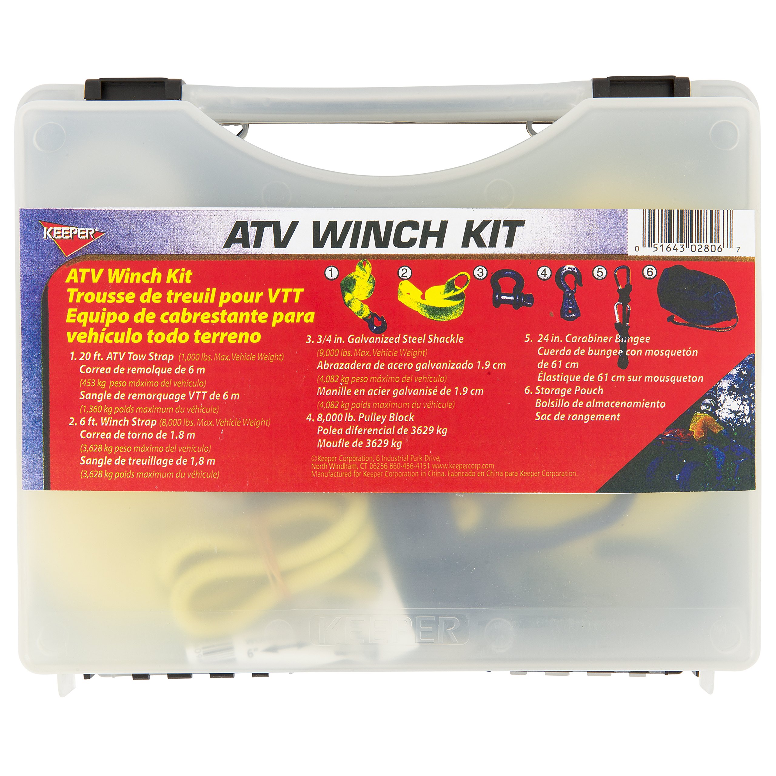 Keeper 02806 ATV Winch Accessory Kit with Durable Storage Case - Heavy Duty Off-Road Winch Parts for ATV, UTV & 4x4 Vehicles - Perfect for Trail Riding, Hunting & Farm Work