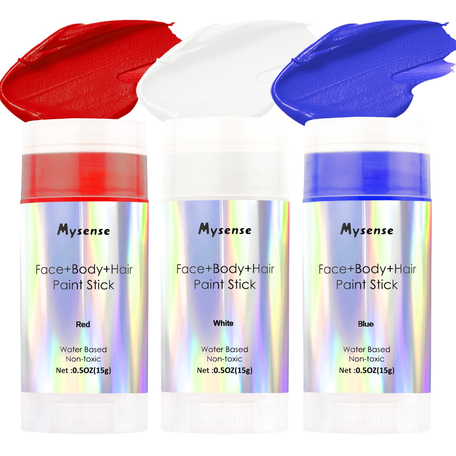 USA Flag Patriotic Face & Body Paint Stick - Red White & Blue Water-Based Temporary Makeup for 4th of July, Halloween, Cosplay & SFX - Safe for Skin & Hair - 0.5oz (Perfect for Independence Day Celebrations, Costume Parties & Themed Events)