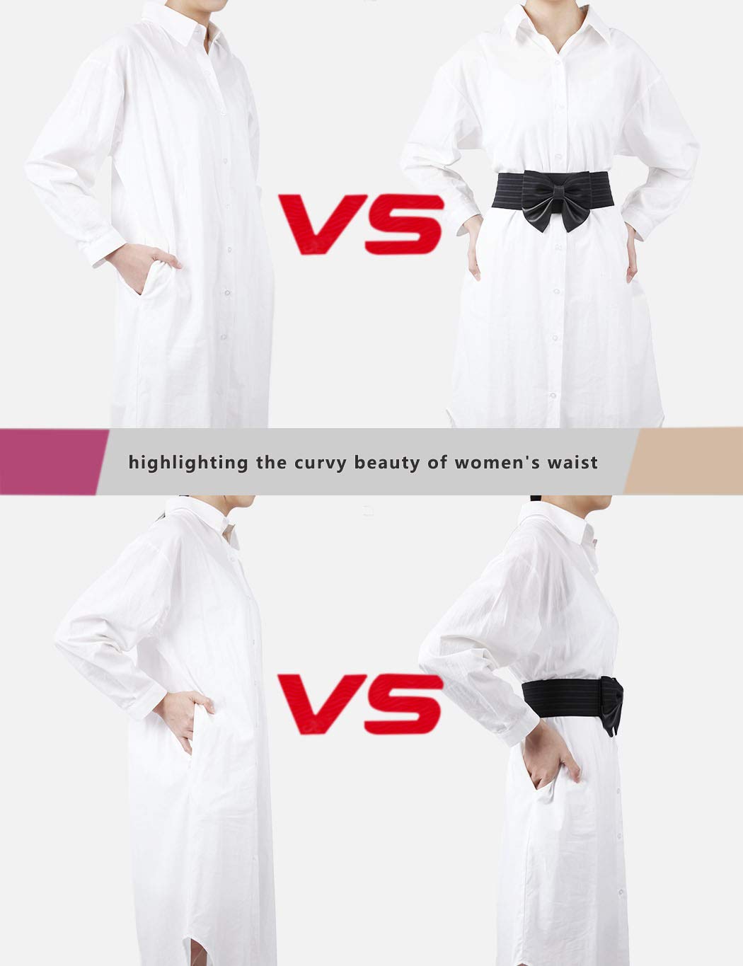 Women's Cute Bow Wide Elastic Waist Belt - Fashionable Stretchable Dress Accessory for Dresses, Skirts & Outfits | Perfect for Weddings, Parties & Everyday Wear