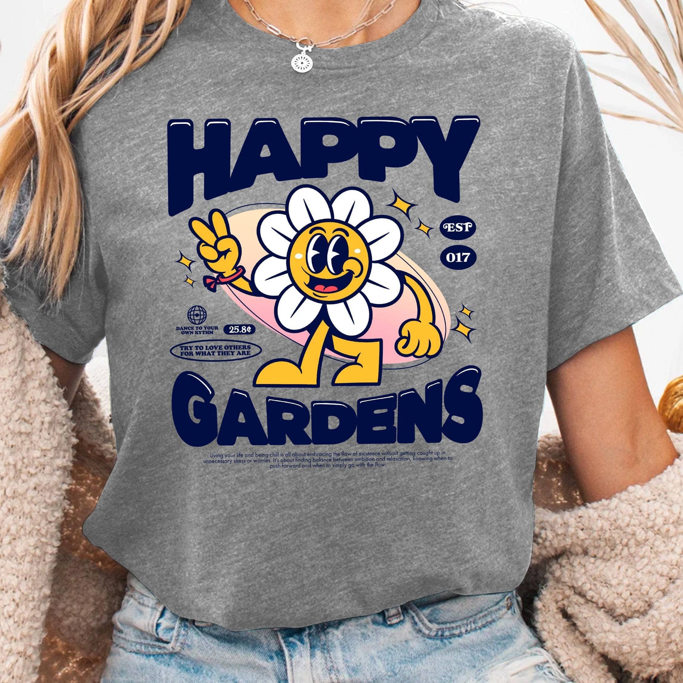 Happy Gardens Graphic T-Shirt - Comfortable Cotton Tee for Men & Women - Perfect for Casual Wear, Outdoors & Gardening