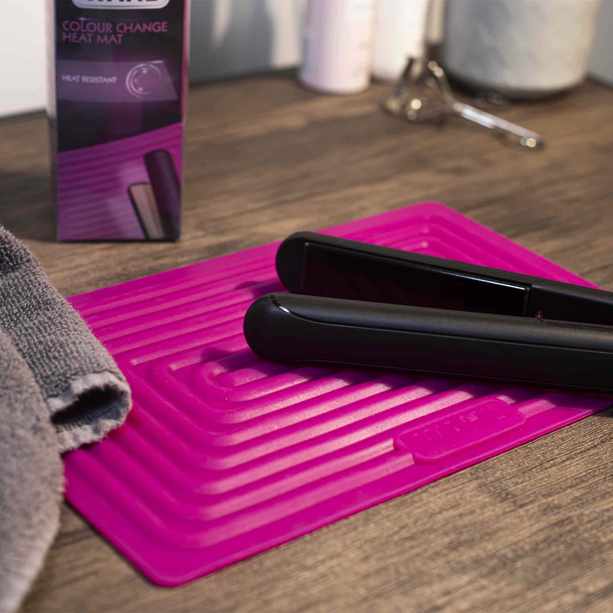 26mm Hot Brush with Silicone Heat Mat - Pink | Professional Hair Styling Tool for Curling & Straightening at Home or Salon